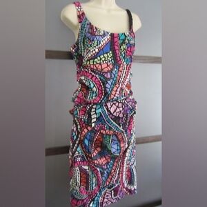 Suzi Chin for Maggy Boutique Multicolor Asymmetrical Dress